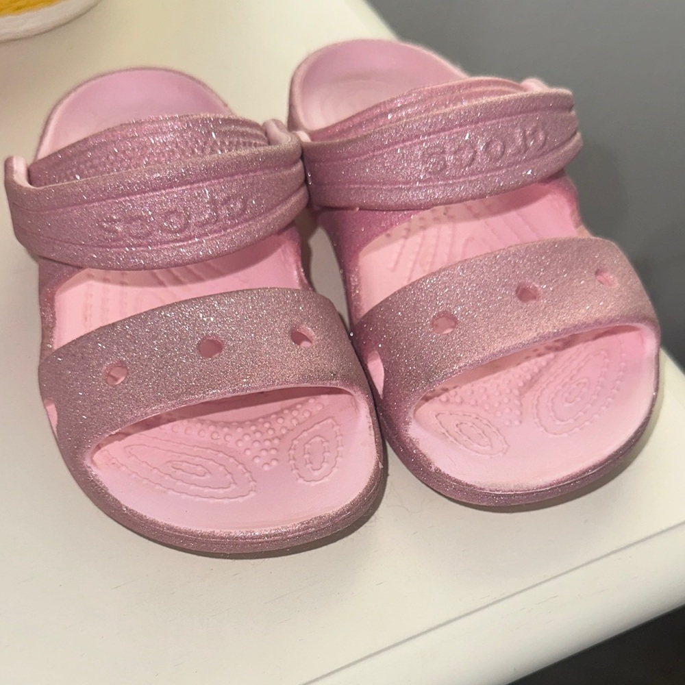 CROCS Kids Glitter Pink Slide Sandals